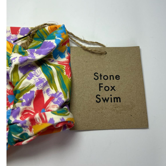 NWT Stone Fox Swim LeLe Bikini Top, Bandeau, Multicolor Floral, size Large - Picture 11 of 13